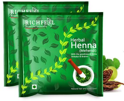 RICHFEEL Henna Mehendi Powder| Natural Hair Colour with Amla|100 g (Pack of 2)