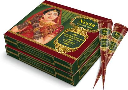 Neeta Mehendi Cone Henna Temporary Tettoo Mehendi (Pack of 24 Pcs) Natural Mehendi