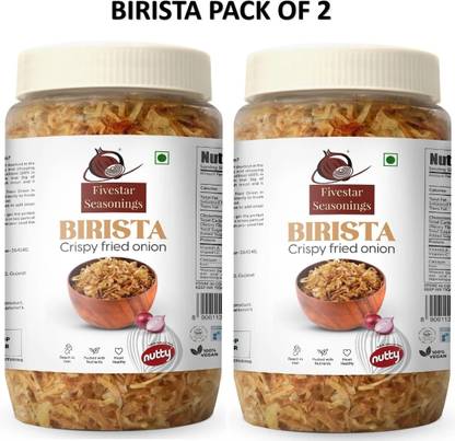 Nutty BIRISTA Crispy Fried Onion 250g (Pack of 2 Pcs), SeasoningsRich in Iron,250g