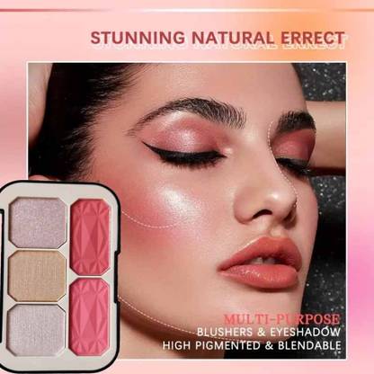 manasona 5 colors Blusher Palette Highlighter Contour Makeup Palette Highlighter