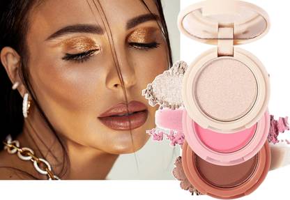 Sheny 3 in 1 Color Blusher, Highlighter, Eyeshadow Palette Highlighter (Multicolor) Highlighter