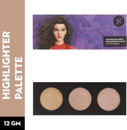 SUGAR Cosmetics Contour De Force Highlighter Palette, Lightweight & Densely Pigmented Highlighter