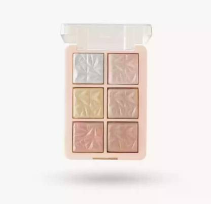 EVERERIN 6 Shades Shimmer Highlighter Palette Highly Pigmented & Long Lasting Highlighter
