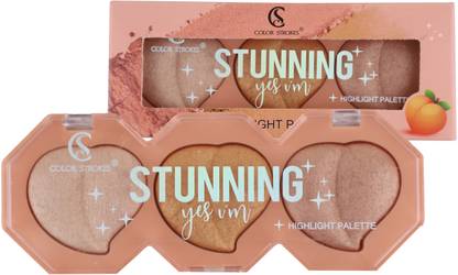 COLOR STROKES Stunning Yes I AM 3 Mulitcolor Highlighter Palette. Highlighter