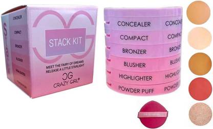 Crazy girl 5 in 1 Waterproof Makeup Stack Blusher Highlighter Compact Concealer Bronzer Highlighter