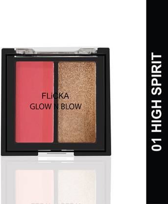Flicka Glow N Blow Blusher And Highlighter Palette, 01 High Spirit Highlighter