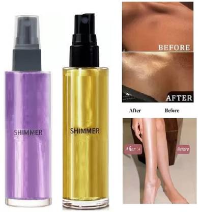 Luipui Body face Illuminating glow Shimmer Spray Liquid Highlighter (Purple, Gold) Highlighter