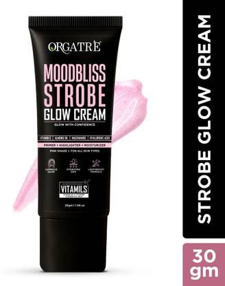 Orgatre Strobe Cream Pink - Instant Glow Highlighter, Primer & Moisturizer Makeup Finish Highlighter