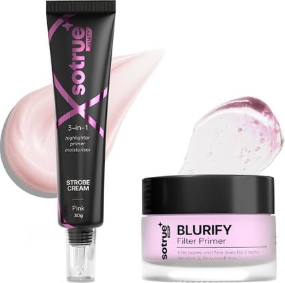 Sotrue Prep & Glow Combo Pack of Blurify Primer 15gm and Strobe Cream 30gm  Highlighter