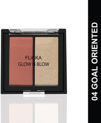 Flicka Glow N Blow Blusher And Highlighter Palette, 04 Goal Oriented Highlighter