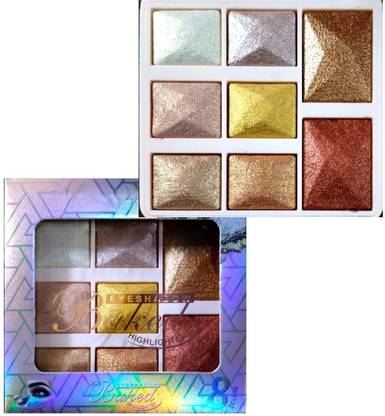 LOVE HUDA Waterproof HD 3 In 1 Baked 8 Color Highlighter, Blusher, Eyeshadow Palette Highlighter