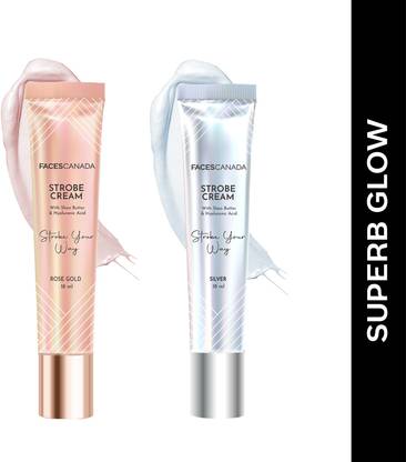 FACES CANADA Strobe Cream (18ml x 2) | Illuminating & Glowing Makeup | Primer + Moisturizer + Highlighter
