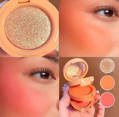 MYEONG 3 in 1 Blusher Eyeshadow Bronzer Palette Kit Highlighter