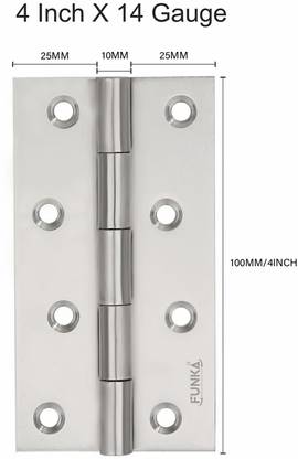 FUNKA Door Window & Cabinet Butt Hinges 4 inch x 14 Gauge/Thickness Butt/Mortise Hinge