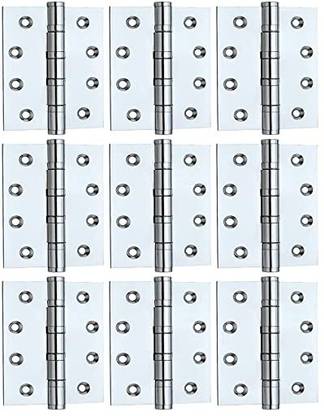 Screwtight Ball Bearing Butt Hinge Square Shiny Look Chrome Plated 4 inches (Pack of 9 Pcs) Butt/Mortise Hinge