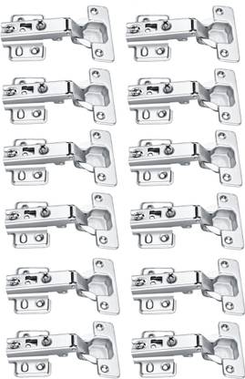 Met Craft Steel Auto Close (Non Soft Close) Slide On Concealed Hinges Pack of 6 Pair (0 Degree Crank, Silver) for Full Overlay Door Concealed Hinge