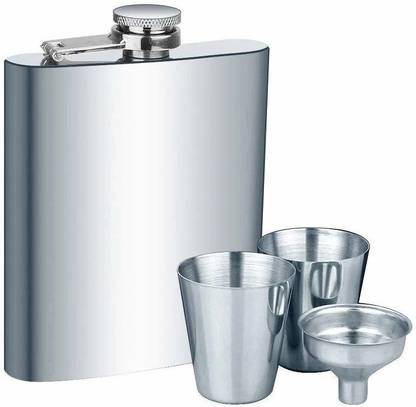 Wishbone Premium Stainless Steel Hip Flask with 2 Shot Glasses & Funnel – Portable Steel Hip Flask