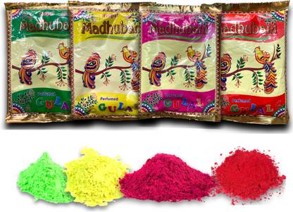 Infojerk Lifestyle (4 Packets) Premium Quality Holi Ke Rang | 80gm Each Perfumed Holi Colour Holi Color Powder Pack of 4