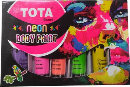 TOTAA TOTA Non-Toxic Face Paint and Body Paint Water Washable Neon Colour- Set of 6 Holi Color Paste Pack of 6