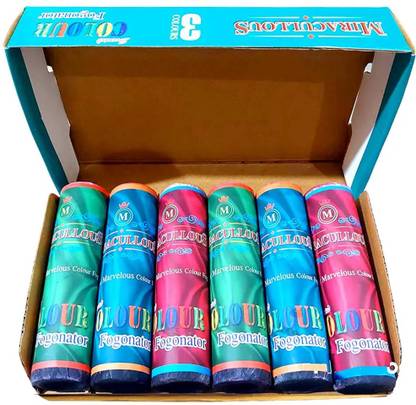 FOBHIYA Holi Color Fog Pyro 3 Different Colors in 1 Pyro for Holi Eco-Friendly Holi Color Powder Pack of 6