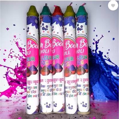 QinPin 5 Pc Holi Gulal Rainbow Colour Bomb Fog - Vibrant Safe Color Eco Friendly Gulal Holi Color Powder Pack of 5
