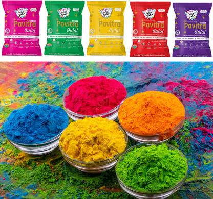 bandhan Natural & Organic Holi Colors, Gulal Holi Colors for Family, Party, Holi Color Powder Pack of 5