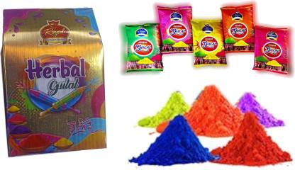 Sambaby Royal Premium Quality Herbal Organic Gulal Herbal Non Toxic Natural Holi Color Powder Pack of 5