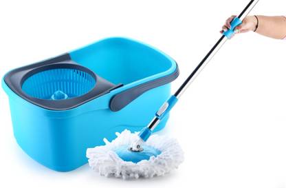 PROCLEAN Proclean Elegant Bucket Spin Mop with 2 Microfiber Mop Refills | Color Sea Green Mop Set