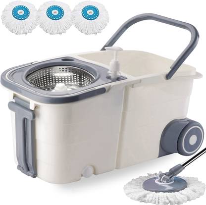 THUNDER FIT START FRESH Premium Double Bucket 360 Rotating Floor Cleaning Mop with 3 Microfiber Refill-2 Wet & Dry Mop