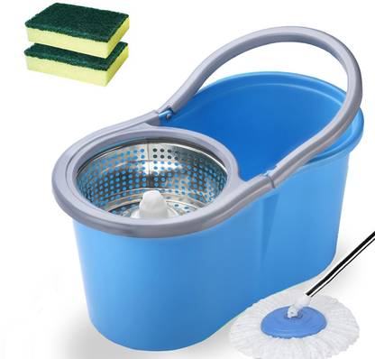 V-MOP Premium Blue Spin Floor Cleaning Bucket Mop ( 6 Months Warranty on Rod Set )B22 Mop Set, Broom, Bucket, Cleaning Brush, Dustpan, Dustbin, Kitchen Wiper, Toilet Brush, Mop