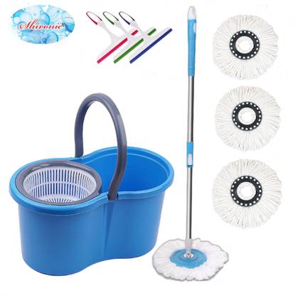 Shivonic SHIVONIC Magic Dry Bucket Mop - 360 Degree Self Spin Wringing Combo Mop Set Mop Set