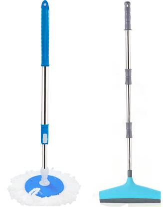 THUNDER FIT START FRESH Classic Blue Mop Stick Rod Set + Stainless Steel Floor Wiper - A21 Cleaning Wipe, Floor Wiper, Mop, Mop Refill, Mop Set