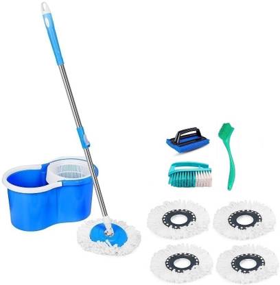 kukki Combo House hold using cleaning bucket mop set with 5 Refills and 8 Accessories Mop Set