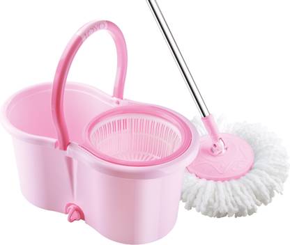 JOYO Spinno Mop Bucket Pink Color with 360 Degree Mop Handle Mop Set