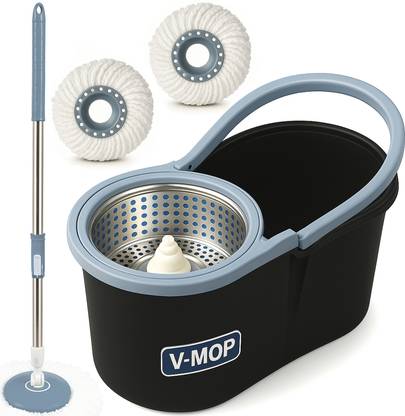 V-MOP Premium Classic Black Bucket Floor Cleaning Mop - AD01 - Mop Set, Bucket