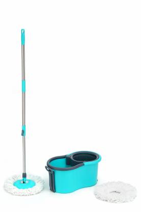 Flipkart SmartBuy Bucket Spin Mop Floor Cleaning and Mopping System2 Microfiber Refills,Aqua BLUE Mop, Bucket, Mop Set