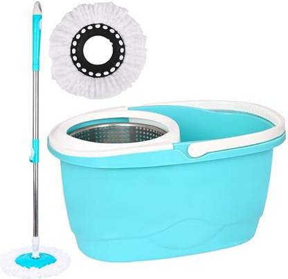 Zureni Bucket Quick Spin 2 Microfiber Wet Dry Floor Cleaning Wringer 360� Cleaner Mop Set