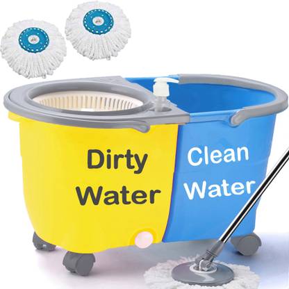 THUNDER FIT START FRESH Premium Floor Cleaning Bucket Mop-Double Color-Double Bucket with 4 Wheels-5 Mop Set, Mop, Cleaning Wipe