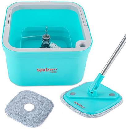 Spotzero by Milton Fresh Flow Square Flat Squeeze Mop with Bucket 3 L and 2 Reusable Pads Mop Set