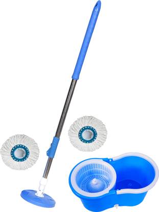 Qozent Floor Cleaner with Spin Bucket Mop for Easy Cleaning,(With 2 Refill) Wet & Dry Mop