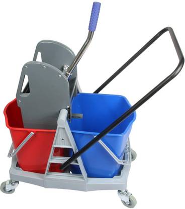 Clean Kitchenware Double Bucket Wringer Trolley | Hotel MOP System 2 Bucket, Cleaning Cloth, Mop Refill, Floor Wiper