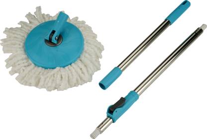 PROCLEAN Round Mop Pipe with Disc & Refill, Mop Handle Stick with Refill Mop Set
