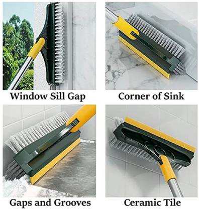 REDFOUR Gap Cleaning Scrapper Brush with wiper Fiber Wet and Dry Brush
