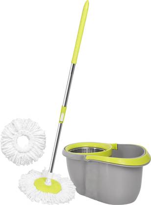 Glancing Heavy-Duty Cleaning Made Easy: Steel Wringer Mop, Bucket, and 2 Refills Mop Set