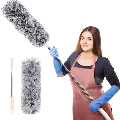 Bizbee Microfiber Fan Mop Feather Duster Bendable Extendable with Long Handle Cleaning Broom