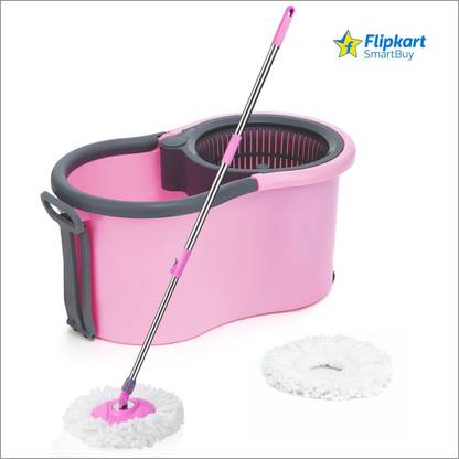 Flipkart SmartBuy 360 CLEANING MOP SET FLOOR CLEANING COMES WITH 2 MICROFIBER REFILL AND MOP STICK Bucket, Mop, Mop Set