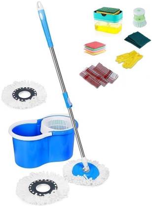 MAGICBUYS Combo House hold using cleaning bucket mop set with 3 Refills Mop Set