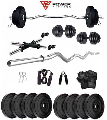 POWER FITNESS 20 kg POWER FITNESS 20 kg Pvc weight 3Ft Curl Rod Home Gym Combo Home Gym Combo
