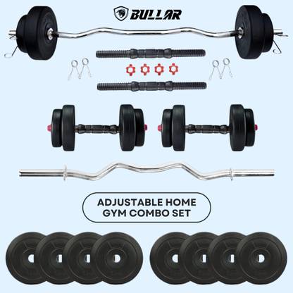 BULLAR 10 kg Home Gym Set with 3 ft curl ez Rod, Pair of Dumbbells Rod Home Gym Combo