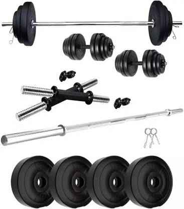 Up Growth 10 kg 10Kg Home Gym Set, 3Ft Straight Rod + One Pair Dumbbell Rods, PVC Weight Plates Home Gym Combo